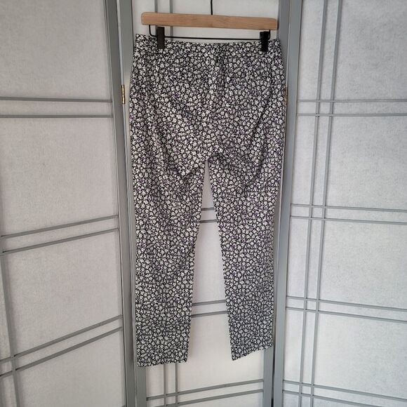 Brooks Brothers Pant Natalie Fit Pants Black with White w Purple Flowers Size 2 - Picture 4 of 6